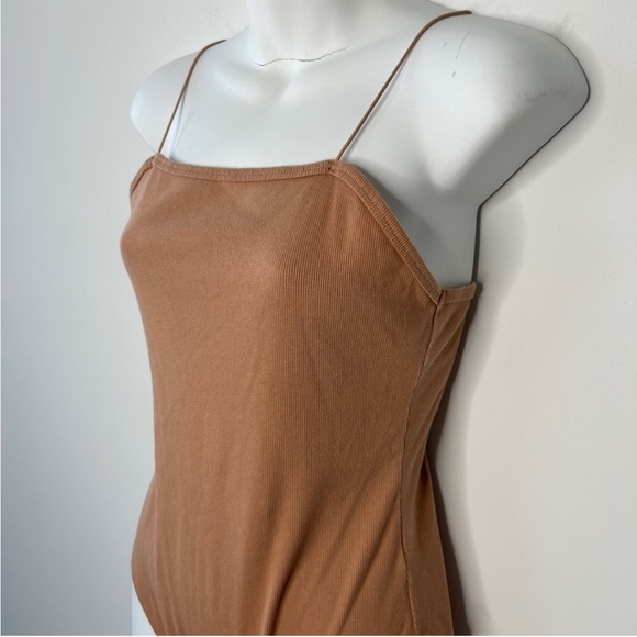 WILD FABLE Beige Tan Ribbed Spaghetti Strap Bodysuit Size Medium - Picture 2 of 6